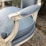 Pair of blue Louis XVI style armchairs