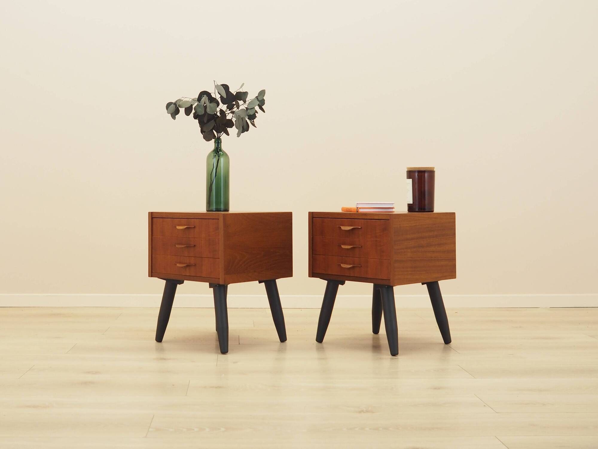 Danish teak bedside chests of drawers, 1960s