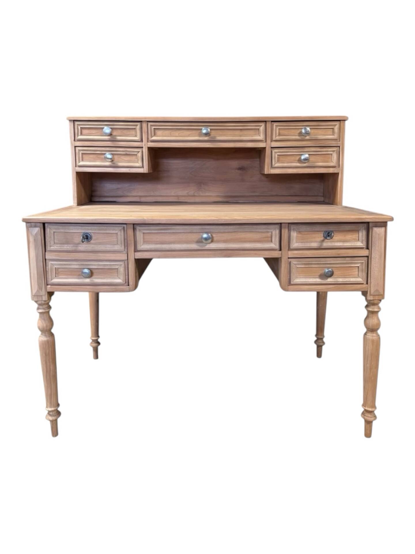 Louis XVI style graduated desk in solid cherry wood, renovated.