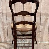 Set of 6 Louis XV style ash chairs with straw seats, from the 1950s