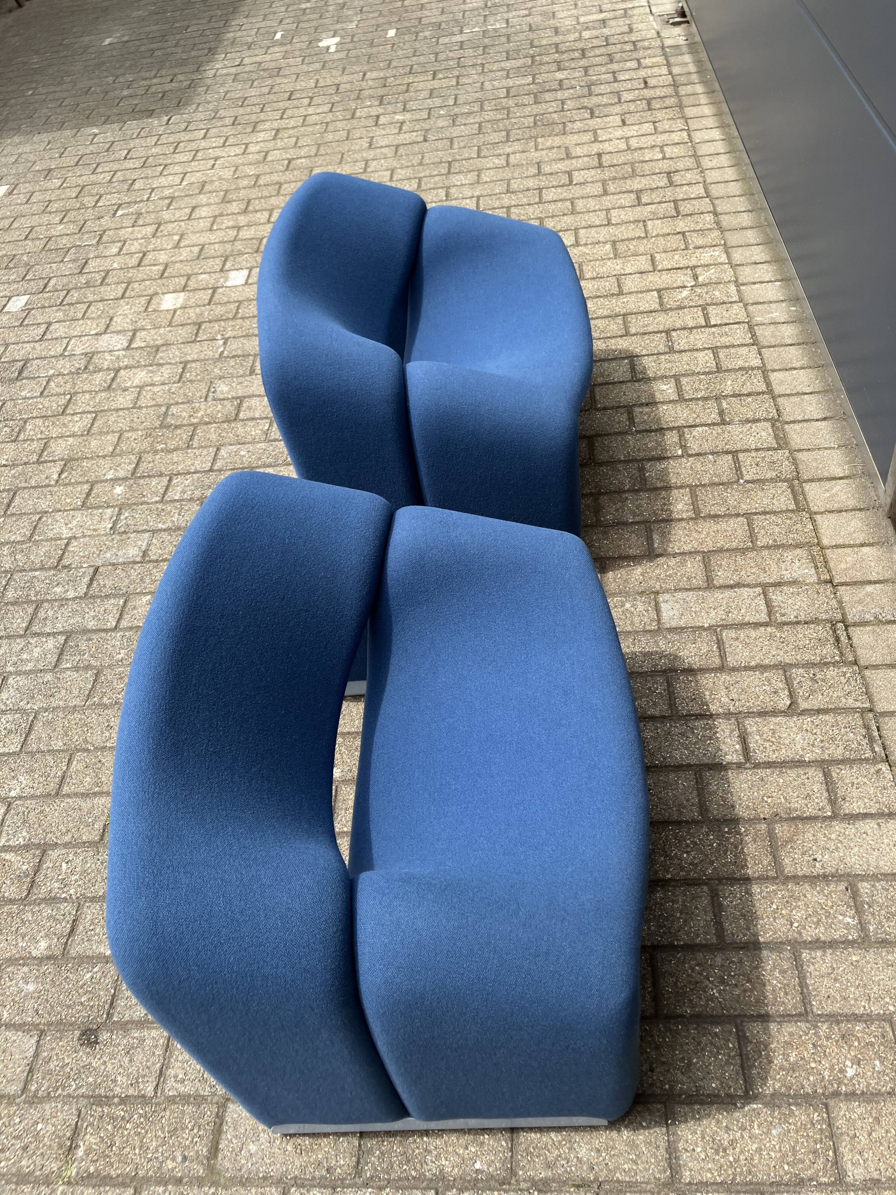 2x Artifort Groovy F598 (M-chair) blue, perfect state! Pierre Paulin