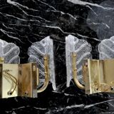 Pair of wall lamps Murano Leaves, Italy, 1970