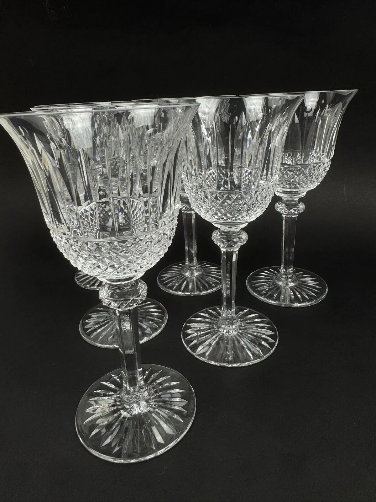 Saint-Louis, 6 cut crystal water glasses in the Tommy model, perfect condition.