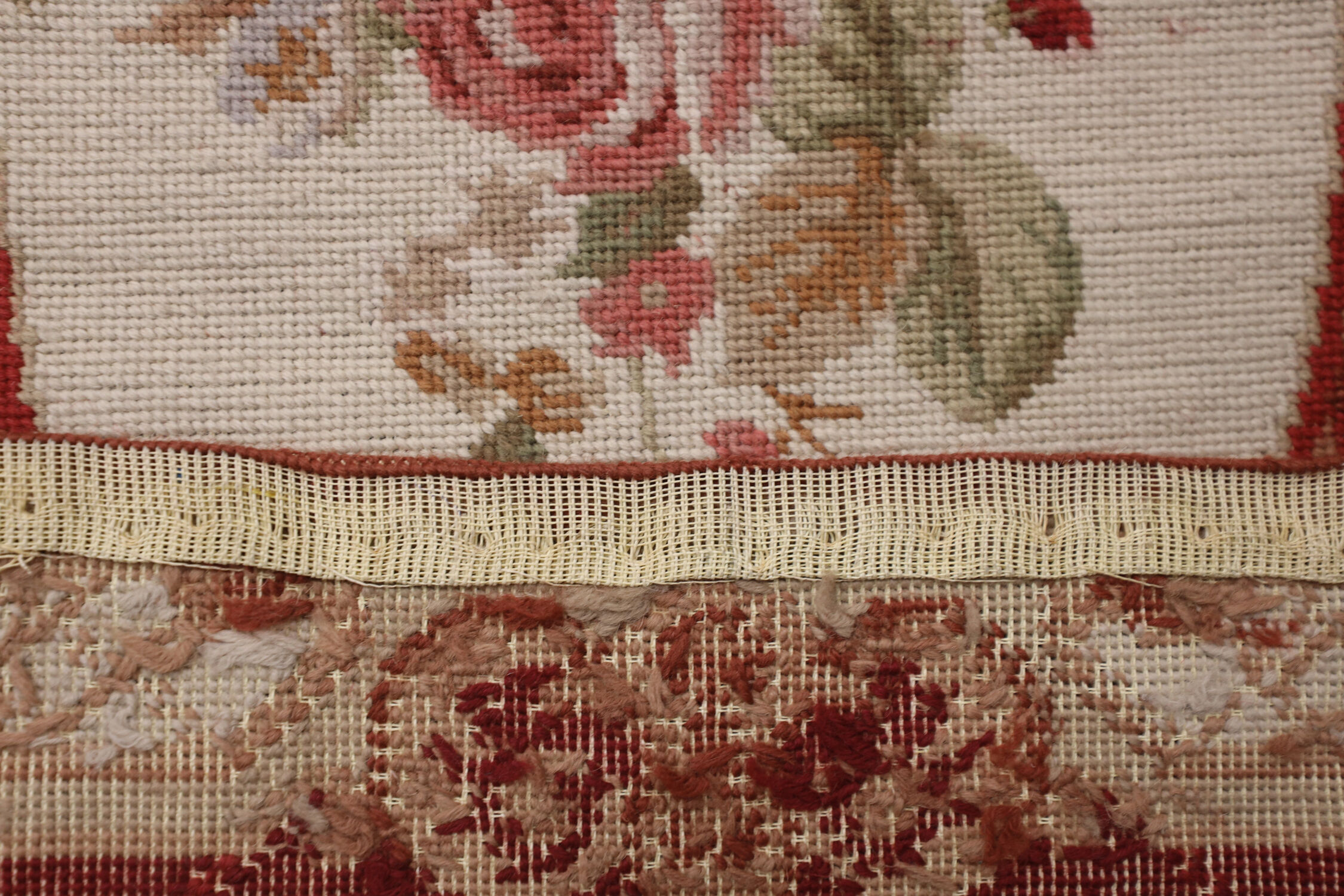 Long traditional needlepoint rug handwoven wool floral red runner rug-76x305cm