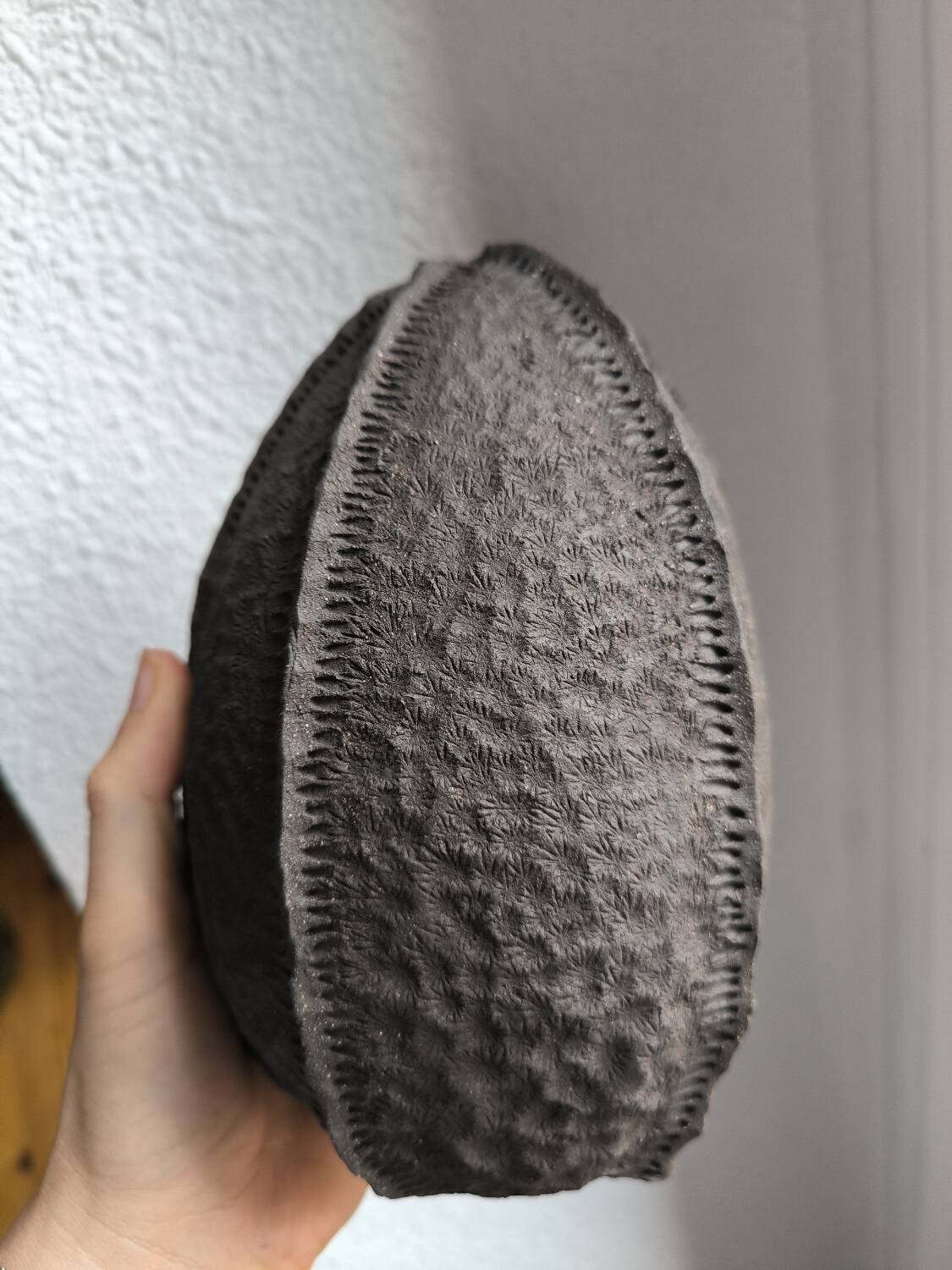 Duo sculpture art design egg planet ceramic black stoneware chamotte signé