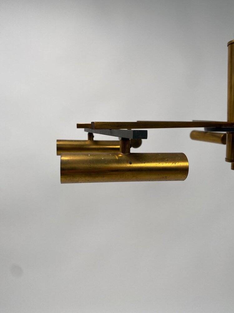 Mid-Century Ceiling Light in Brass & Metal from Stilnovo, Italy, 1950s