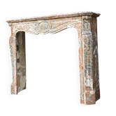 Louis XV style fireplace in grey Ardennes marble, circa 1900.