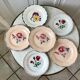 Set of 6 mismatched dessert plates Digoin, Badonviller Salins (Jacqueline) 30s-40s