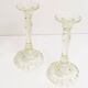 Set of two light green glass candlesticks from the mid-century, Europe, 1960s.