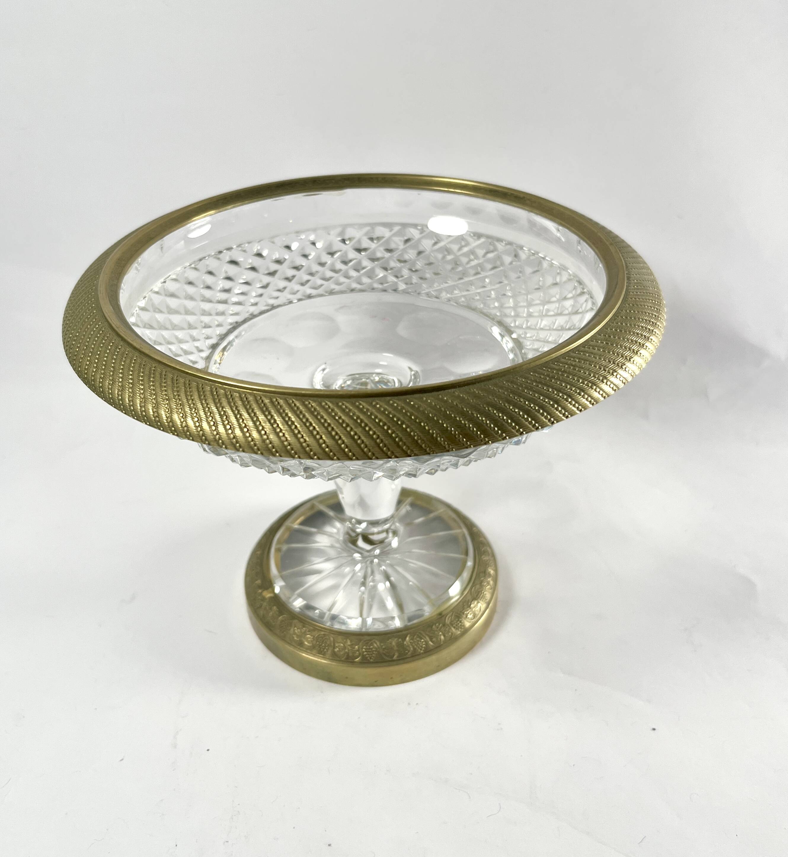 Crystal and bronze compote dish