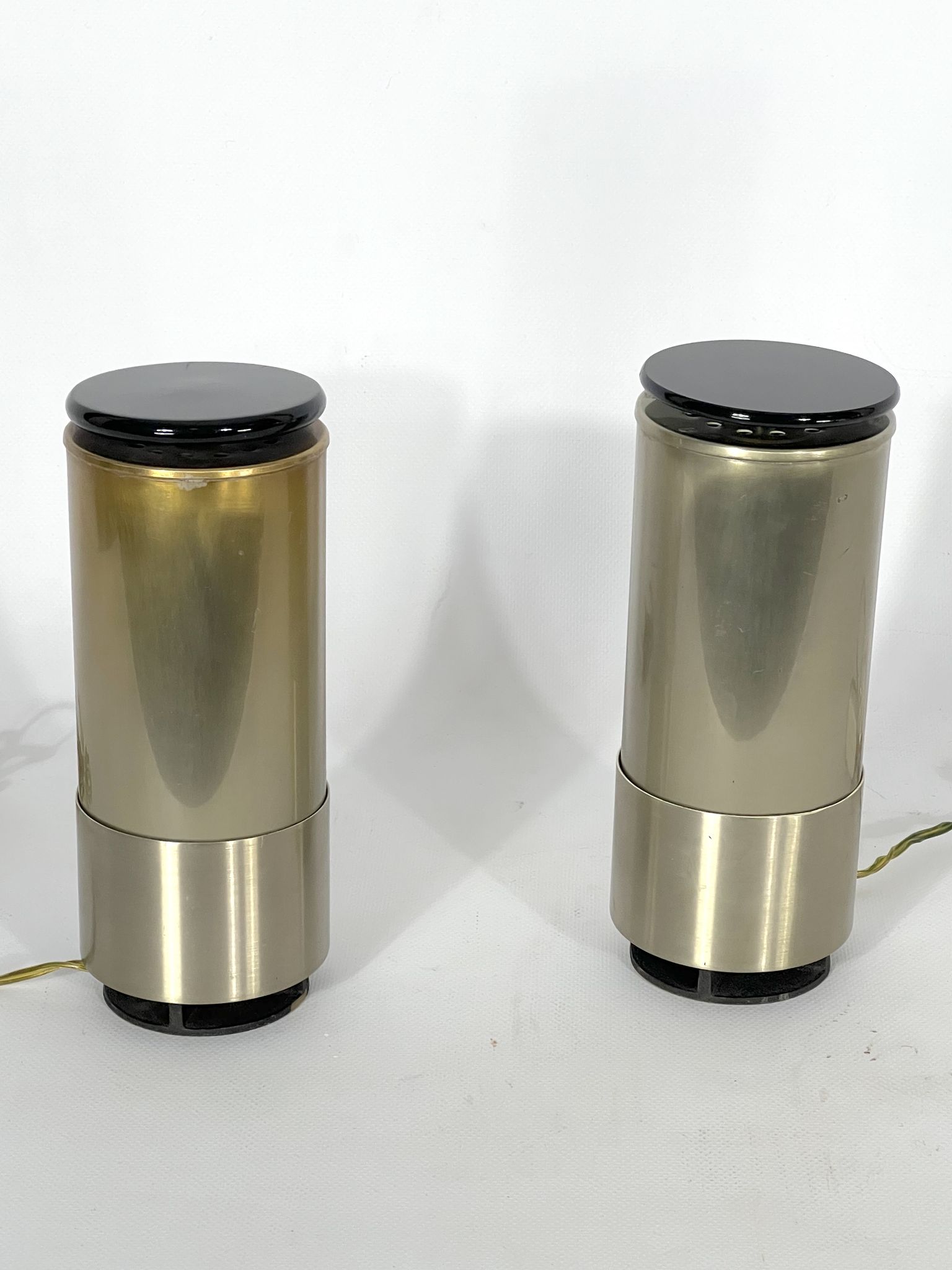 Mid-century modern pair of rare labeled Lumi Milano table lamps