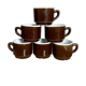Set of 6 vintage brown glazed bistro coffee cups.