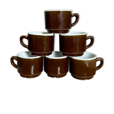 Set of 6 vintage brown glazed bistro coffee cups.