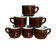 Set of 6 vintage brown glazed bistro coffee cups.