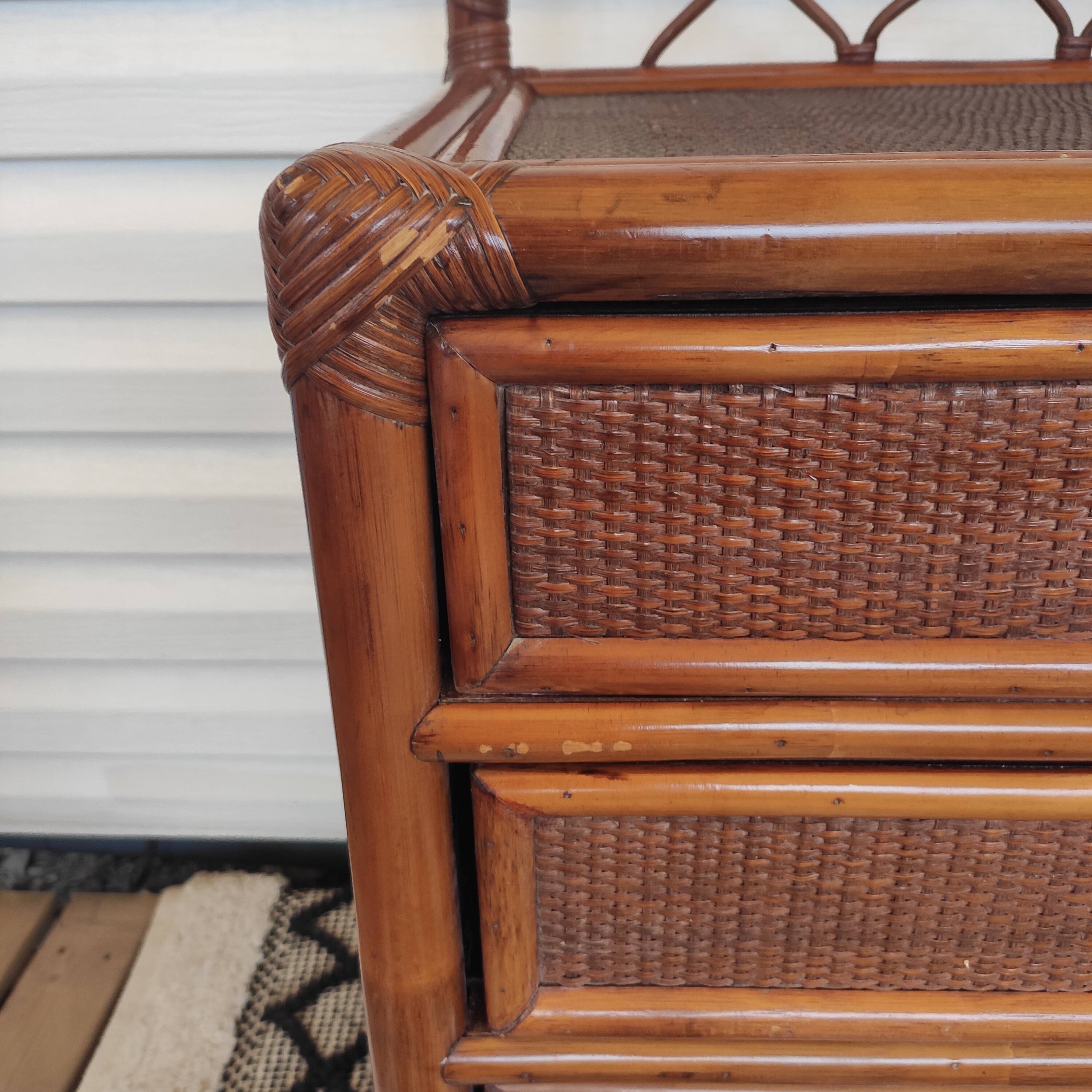 Vintage rattan chest of drawers