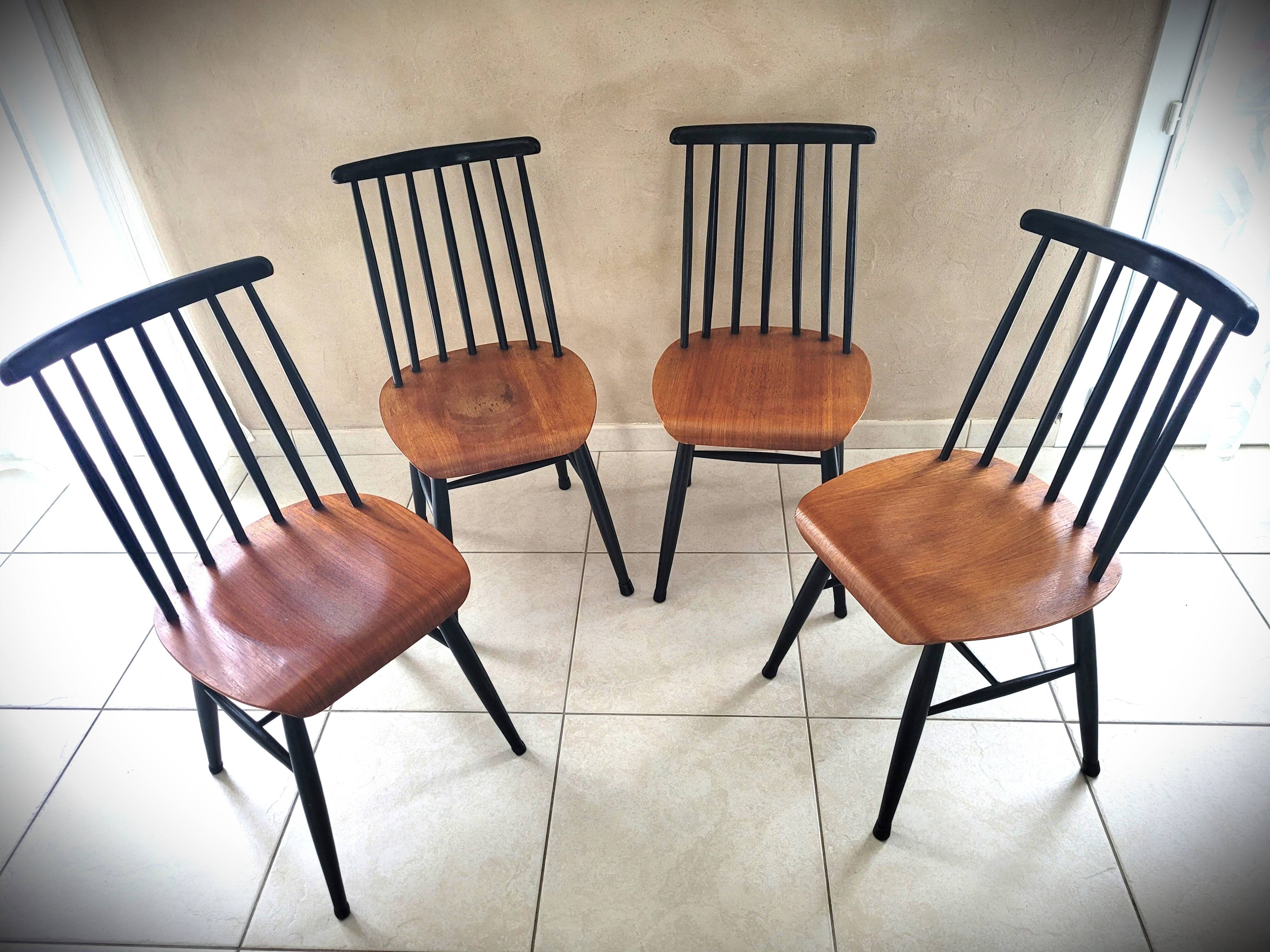 Set of 4 Scandinavian style Fanett chairs by Ilmari Tapiovaara