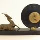 French Art Deco Clock Marble Onyx & Brass With A Bronzed Spelter Gazelle