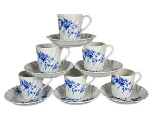 6 Haviland Limoges porcelain coffee cups and saucers C640