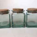 Set of 5 jars glass and Cork. 1970