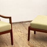 Danish Mid-Century  Lounge Chair and Stool by Ole Wanscher for Poul Jeppensens, Senator Series