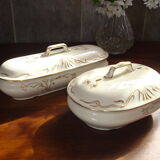 Brush holder and soap holder hamage nord, art nouveau, floral décor edging gold.