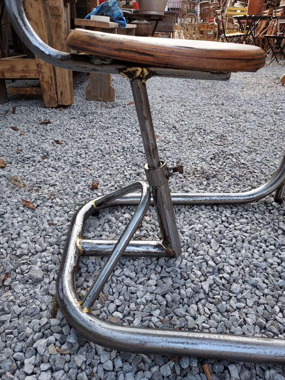 Vintage school desk in iron and wood