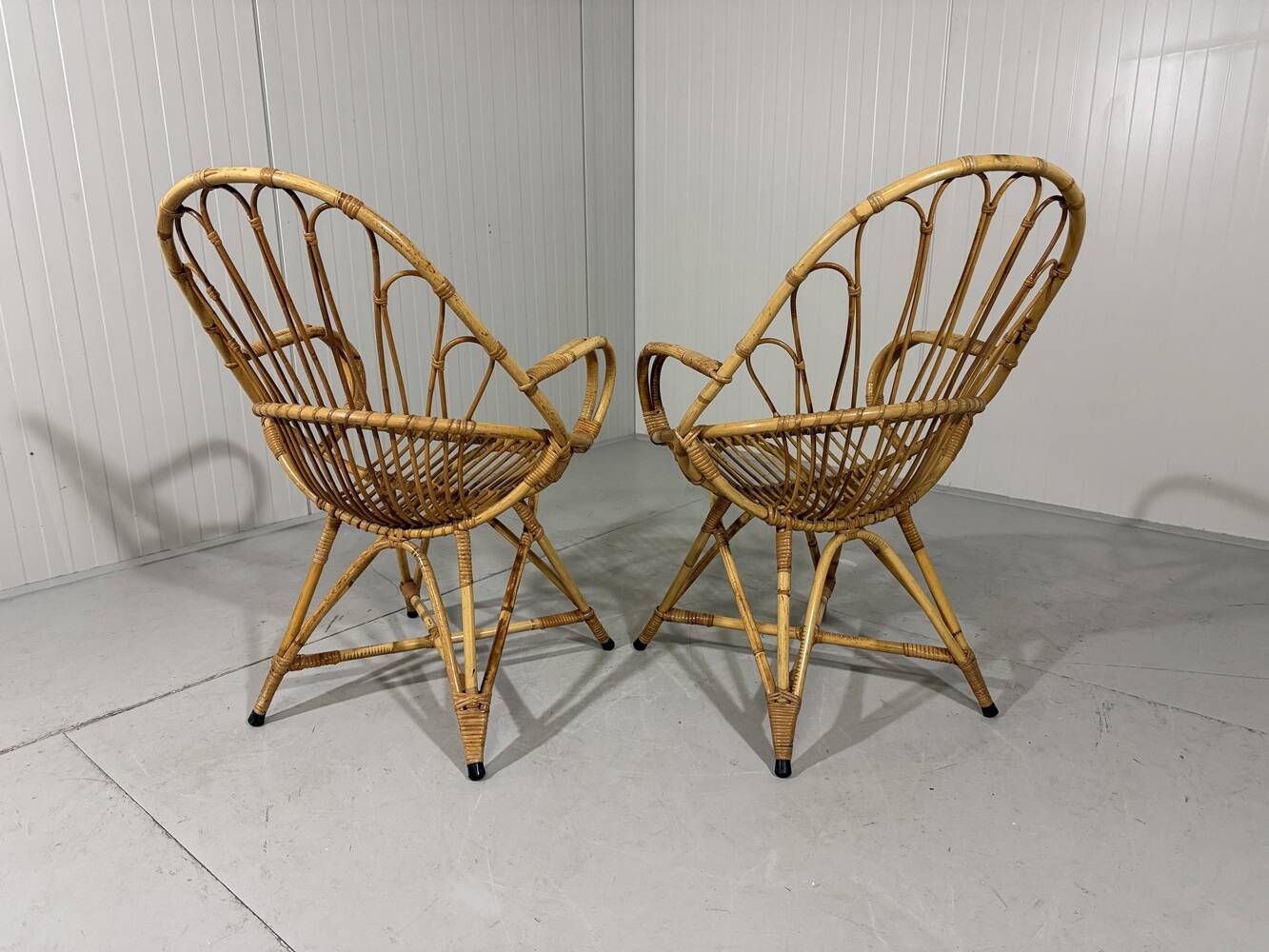 Rattan easy chairs & table Rohé Noordwolde Netherlands 1960’s