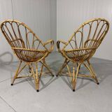 Rattan easy chairs & table Rohé Noordwolde Netherlands 1960’s