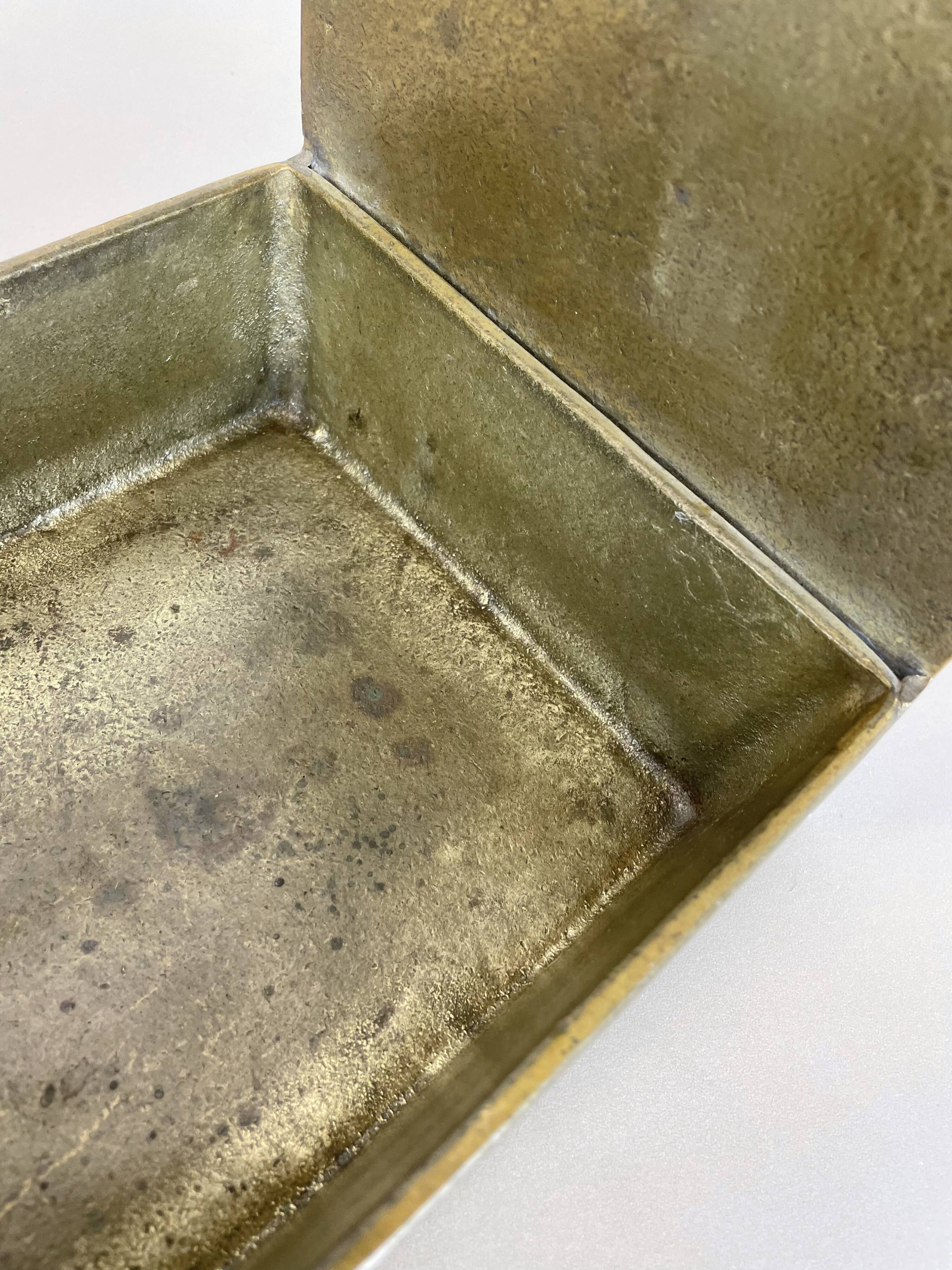 Hollywood Regency Solid 7.5kg Brass Brutalist Floral Umbrella Stand, Italy 1970s