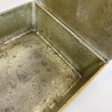 Hollywood Regency Solid 7.5kg Brass Brutalist Floral Umbrella Stand, Italy 1970s