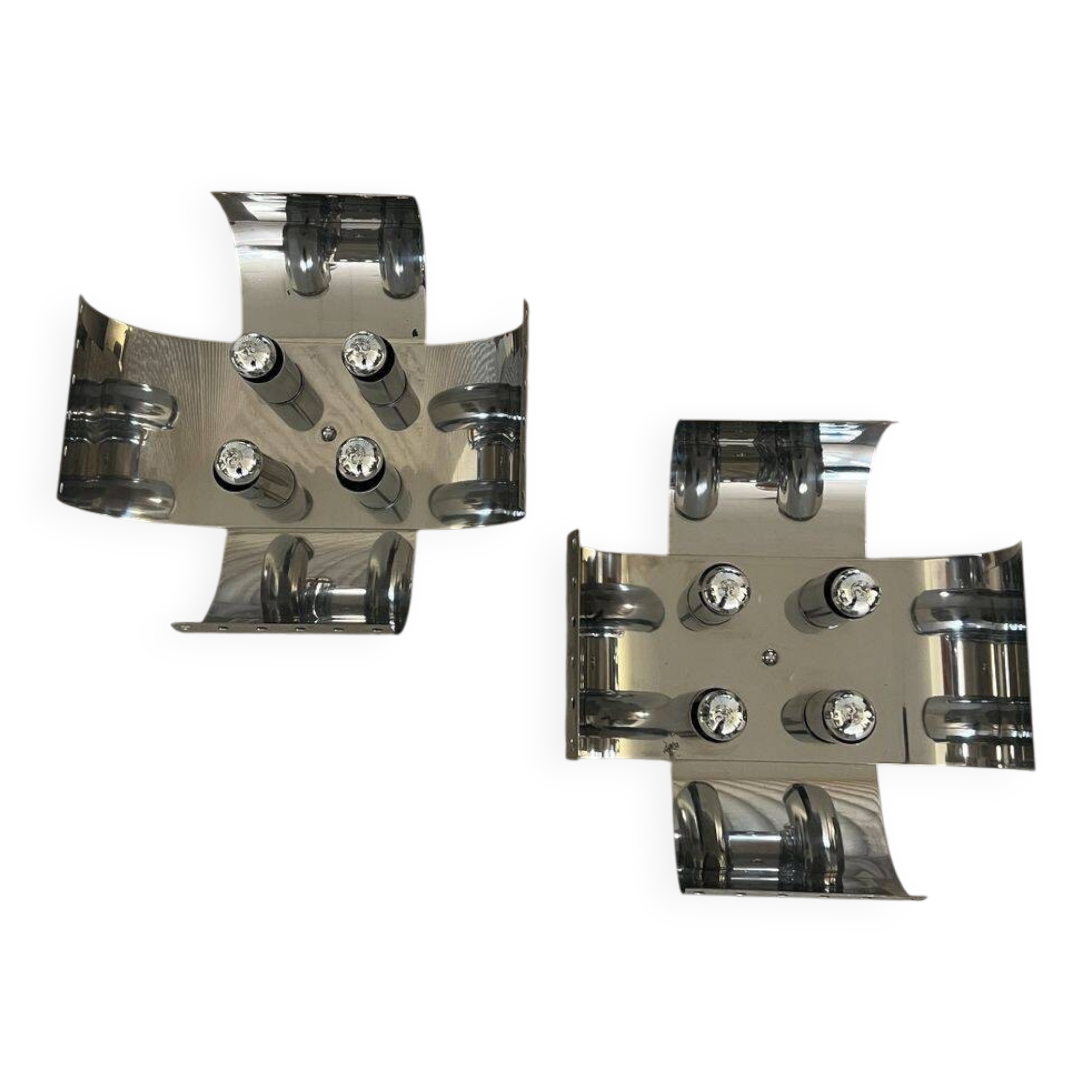 Set of rare chrome table lamps by Goffredo Reggiani