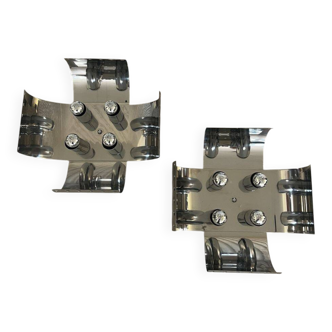 Set of rare chrome table lamps by Goffredo Reggiani