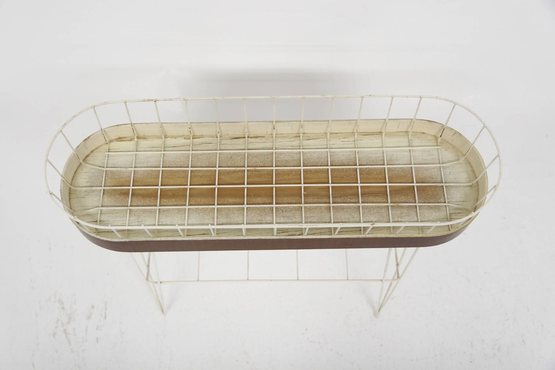 Scandinavian metal and mahogany planter, Sweden, 1950