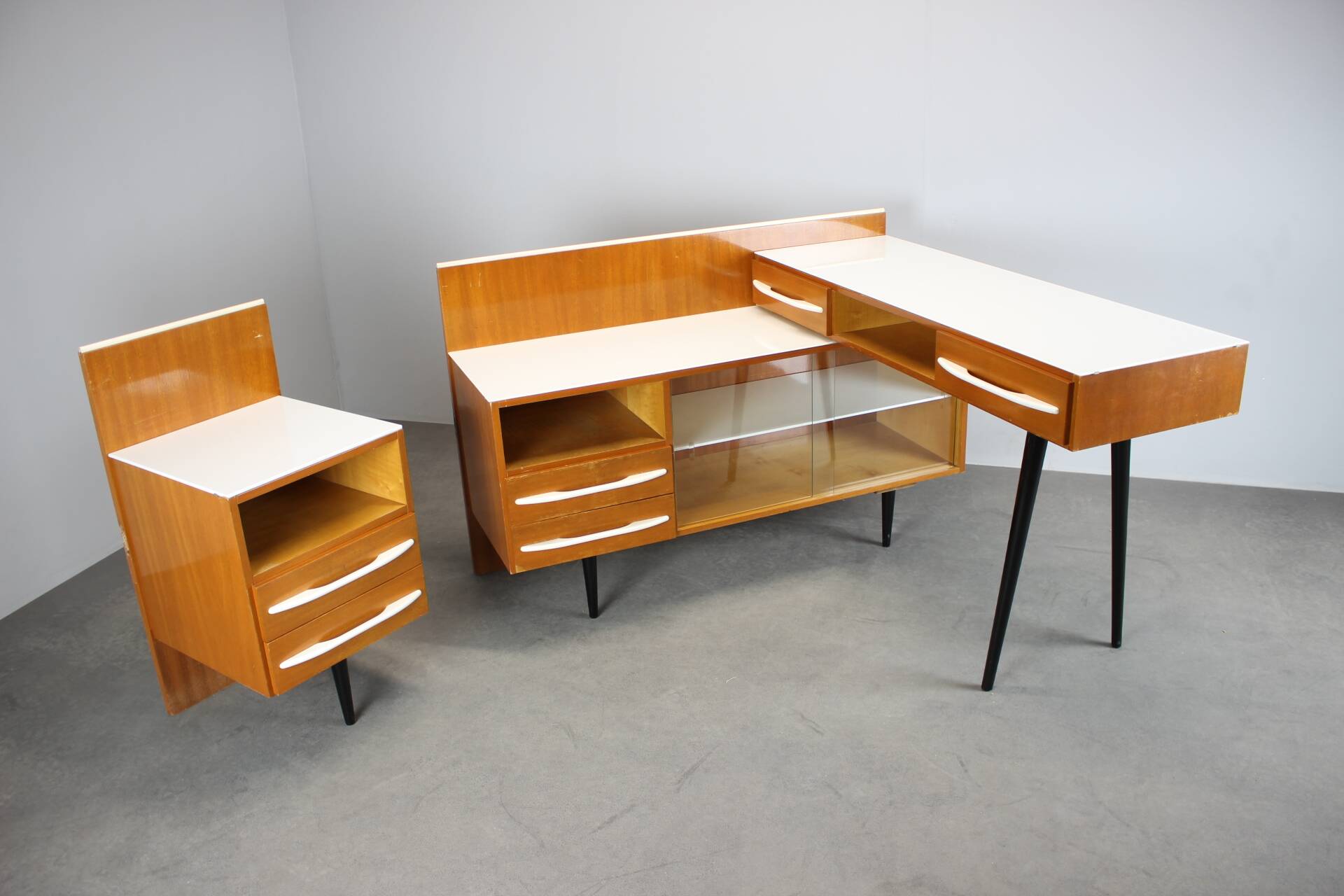 Modular desk and mid-century storage unit by Mojmír Požár, UP Závody, 1960s