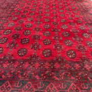 Vintage Afghan Turkoman village rug 195x280 cm, red, black tribal large