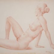 Barrera - Female Life Studies - Two Framed Drawings