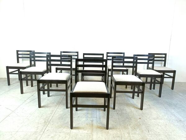 Chaises à repas vintage brutalistes, lot de 10 - 1970