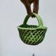 Basket dish in green woven earthenware / old ceramic