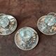 Set of 3 small metal glasses and saucers