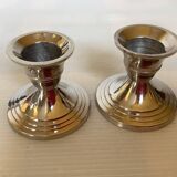Pair of small silver metal candlesticks