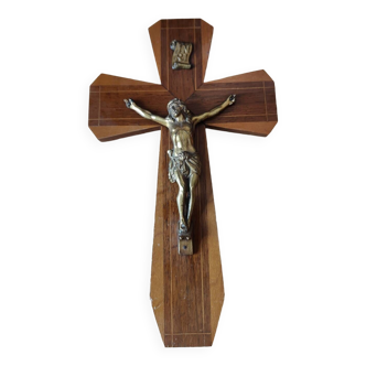 Crucifix stylisé bois et métal