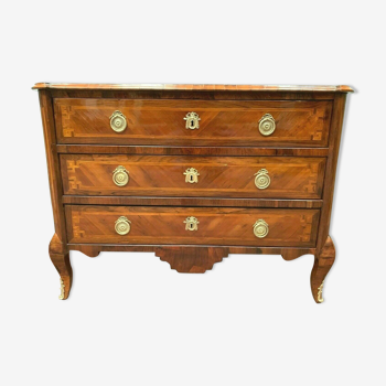 Commode Transition en palissandre et incrustation d'un filet de bois clair XVIII