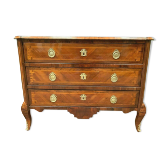 Commode Transition en palissandre et incrustation d'un filet de bois clair XVIII