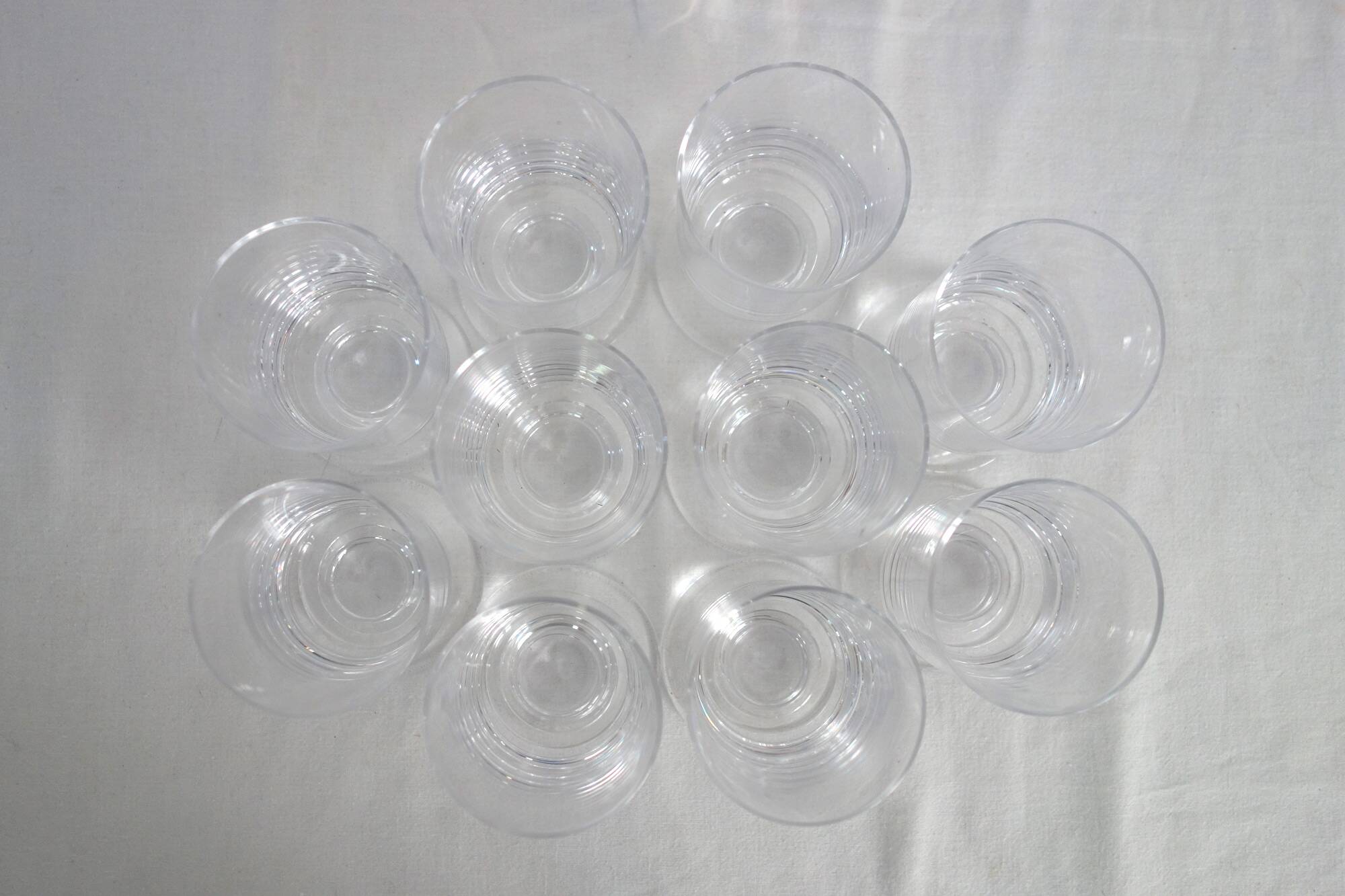 Set of 10 vintage Sèvres crystal glasses, 1970s