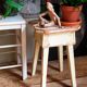 Workshop stool in antique patinated solid wood