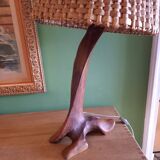 Brutalist lamp, olive wood