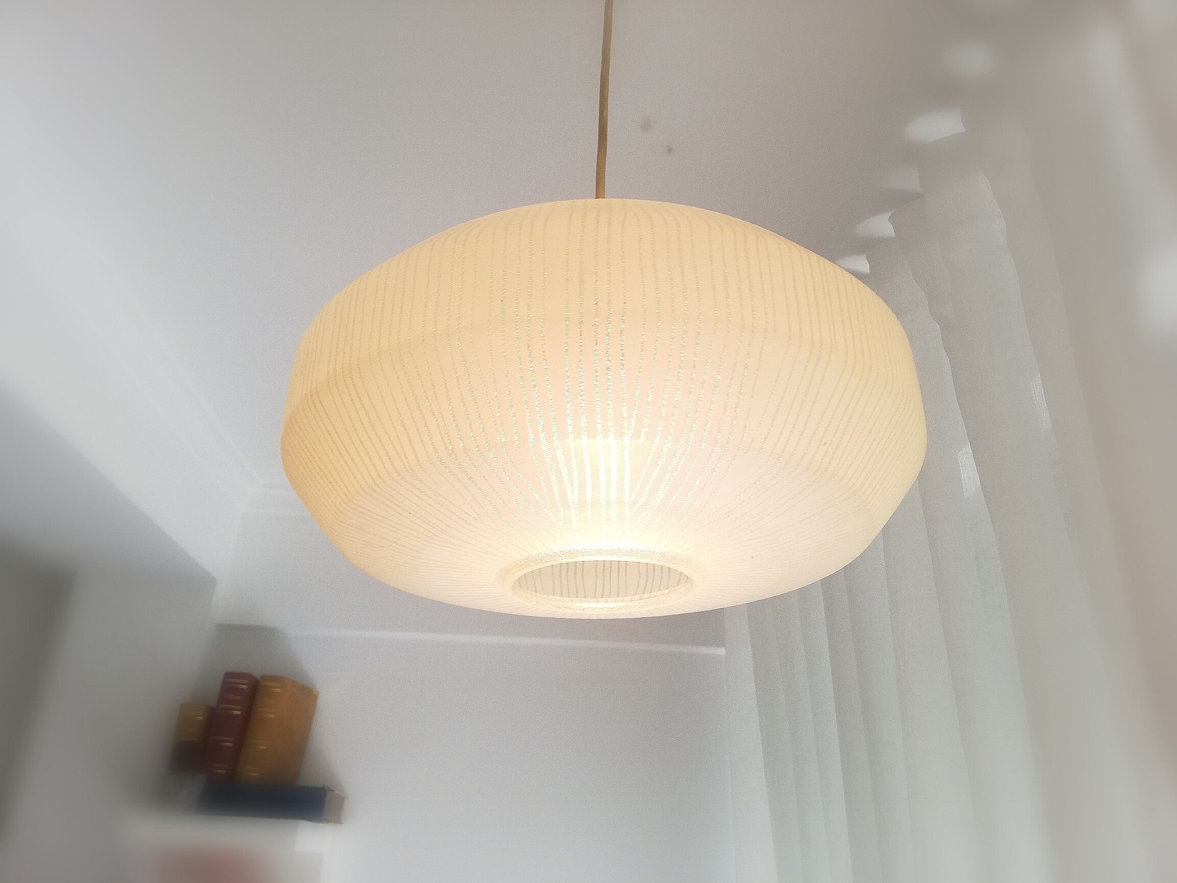 Danish modern mid-century 1950s glass ceiling lamp