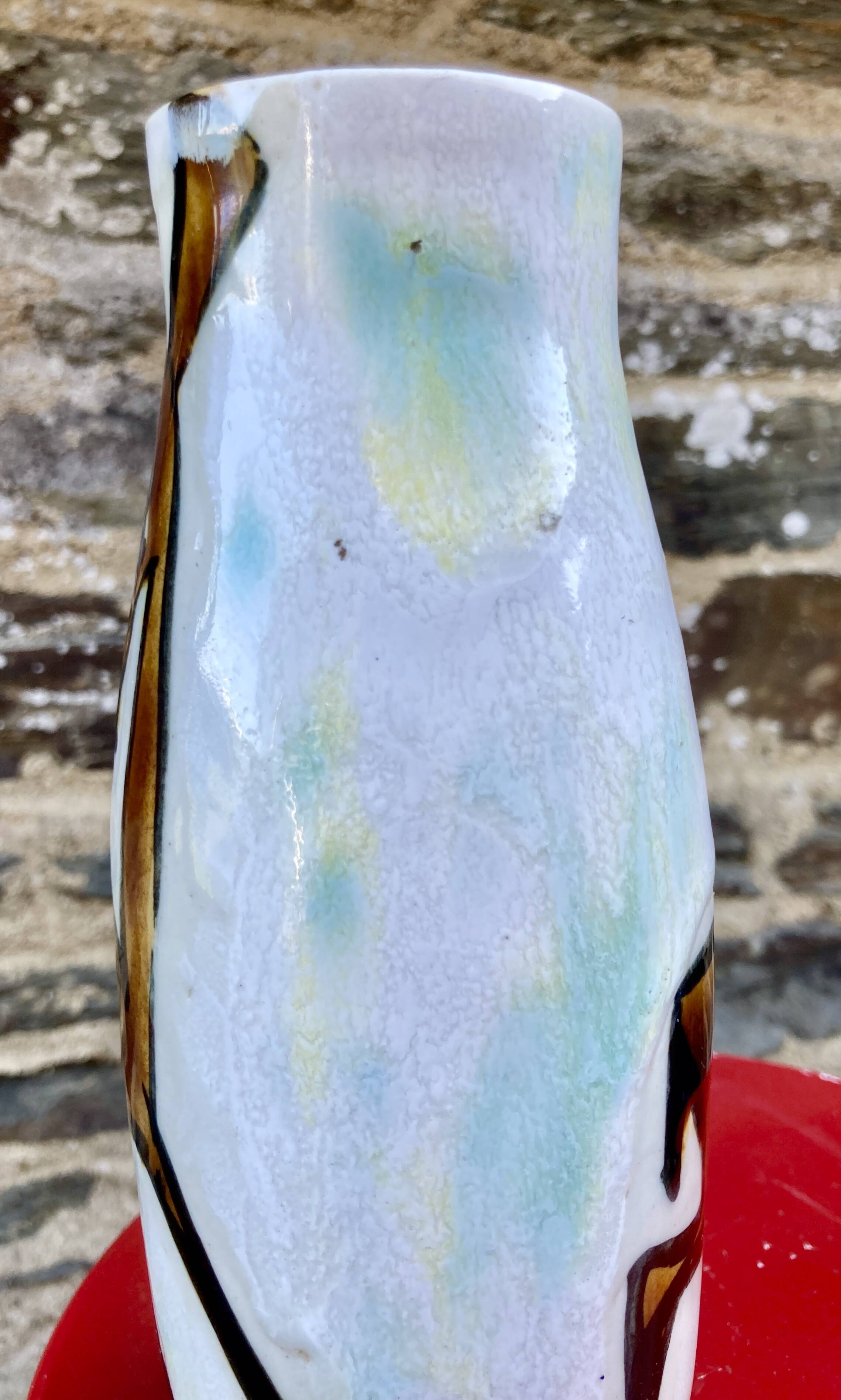 Vase céramique décor de faon signé Jacques Marie pièce unique