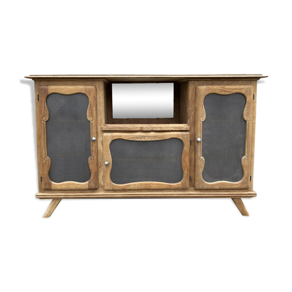Buffet bas, bar, meuble rangement, bois, pieds compas,