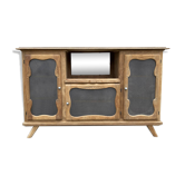 Buffet bas, bar, meuble rangement, bois, pieds compas,